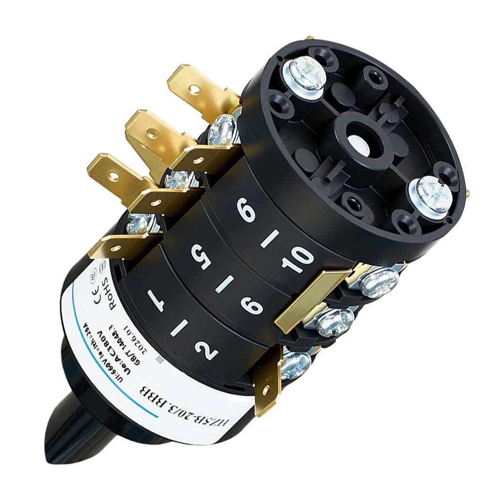HZ5B-20/3 3P 8 Position Common Rotary Cam Switch 20A Conventional Heating Current for Industrial Electrical Control Panels