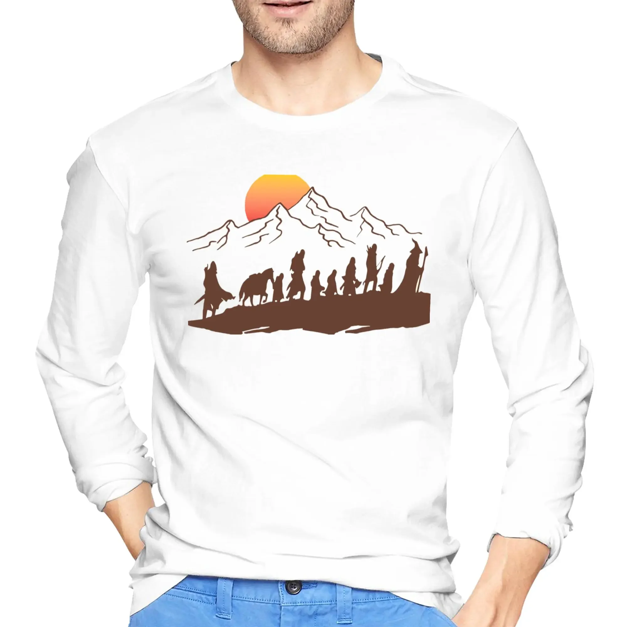 

The Fellowship Men's Long Sleeved T-shirt Fashion Round Neck T shirts Spring and Autumn Men tops