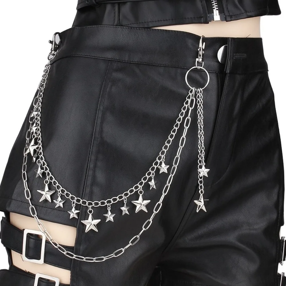 Edgy Versatile Five-pointed Star Chain Metal Punk Style Geometric Bag Chain Pants Chain Men Women Jeans Accessory