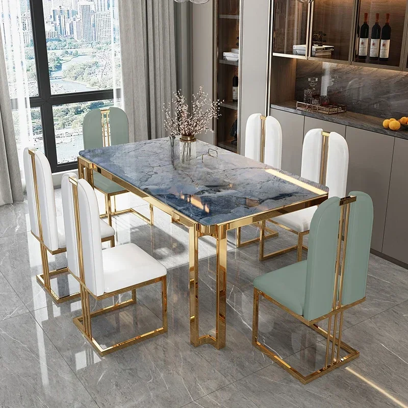 Unieke luxe tafelstoelen Moderne poten Metalen design Rechthoekige eettafel Ruimtebesparend Scandinavisch Mesa De Comedor-meubilair