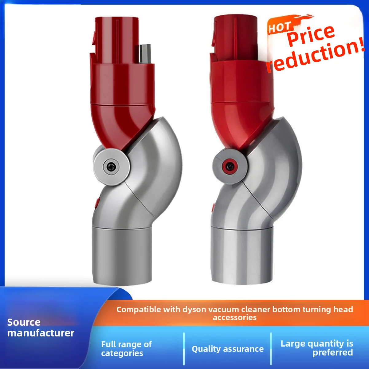 Swivel Steering Bottom Conversion Head Universal Adapter Connector Compatible with Dyson V7 V8 V10 V11 Cordless Vacuum Suction H