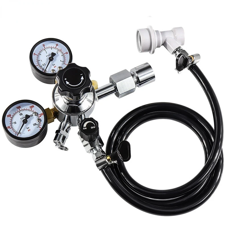 

Home Brew Beer Gas Line Assembly, 5/16" PVC Gas Carbonation Hose,W21.8 Co2 Regulator with Convert Adapter for Co2 Gas