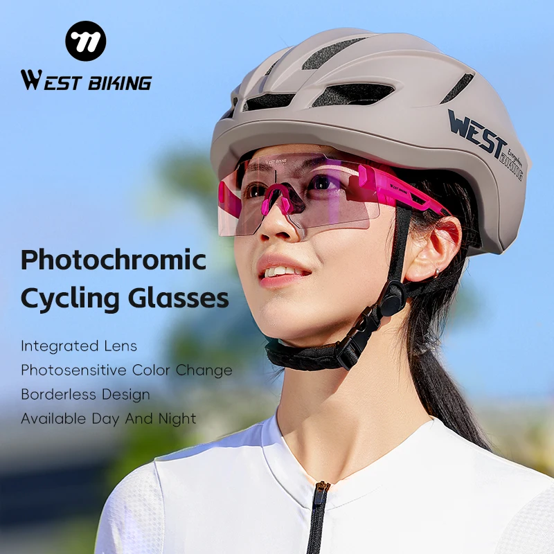 

Photochromic Cycling Glasses TR90 Frame UV400 PC Lens Auto Tint Windproof Lightweight Bike Sunglasses for Road MTB