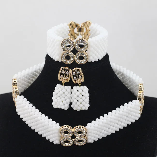 

White Coral Beads Jewelry Sets Bridal Jewelry Sets Trendy Design African Beads Jewelry Sets Nigeria Wedding ABH006