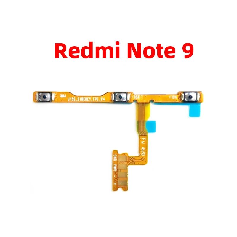 Cable flexible de repuesto para Xiaomi redmi note 9, 4G, 5G, encendido, apagado, volumen, cámara, botón, interruptor