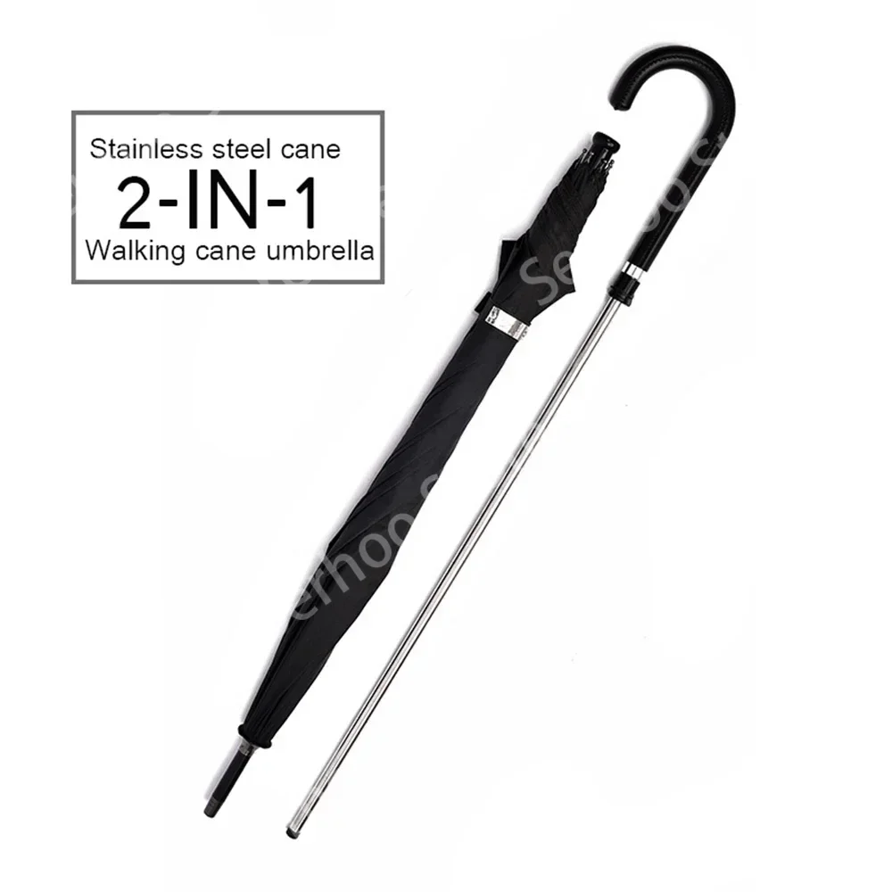 

Walking Cane Stick Self Defense 2-In-1 Sturdy Windproof UV Protection Umbrella Suitable for Hiking Hanging Out On Raining