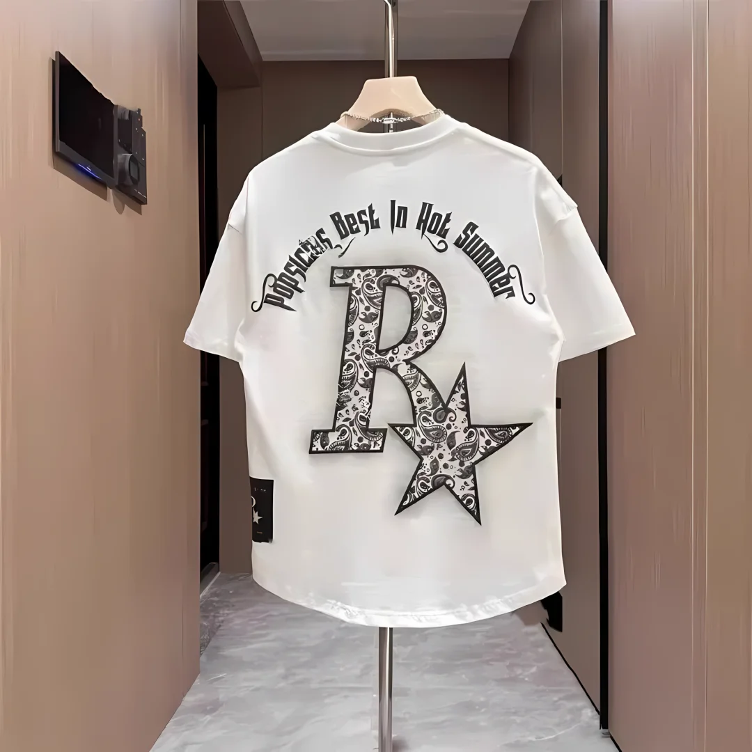 Summer New Fashionable Dovetail Ethnic Style Printed Men's Casual and Comfortable Short Sleeved T-Shirt