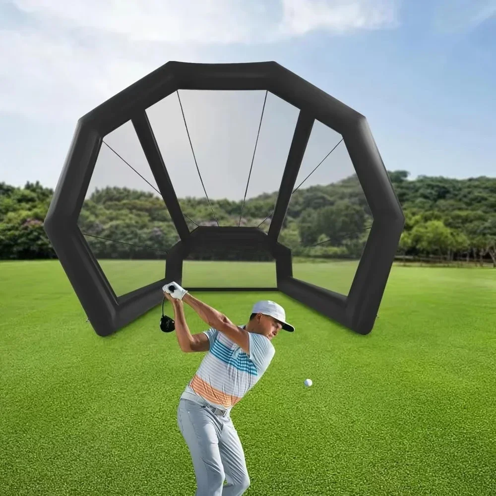 Inflatable Golf Practice Swing Simulator Net Cage Tent Golf Hitting Net, Swing Practice Nets Pro Golf Training Equipment