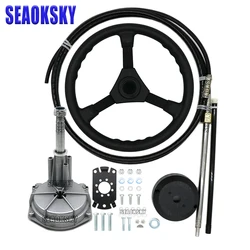 Outboard Boat Steering System Outboard Single Turbine Rotating W/ Marine Steering Wheel Cable 10FT