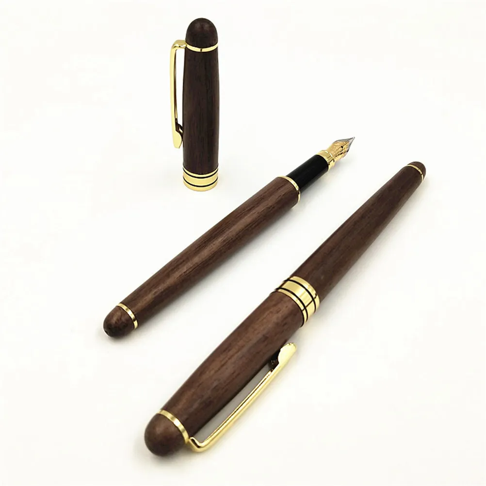

Wooden Fountain Pen Set Gift Box Included Smooth Writing Comfortable Grip For Signature Work Study Office School Supplies