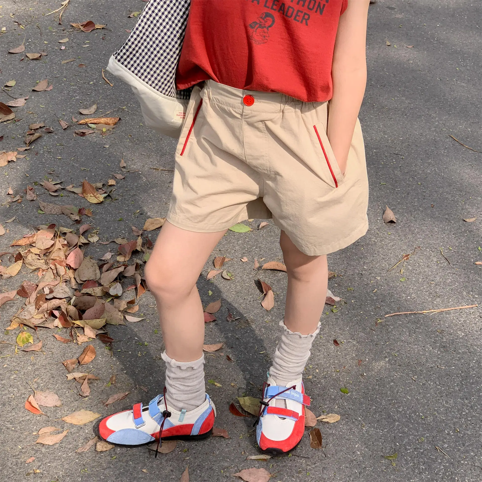 

2025 Summer New Children Loose Shorts Solid Boys Versatile Casual Shorts Thin Cotton Baby Girls Cute Plaid Shorts Kids Clothes