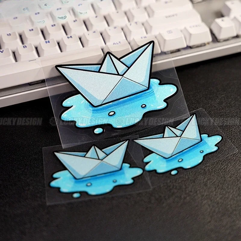Paper Boat Splash Cute Vinyl Sticker Waterproof Scratch-Resistant Decal for Window Motorcycle Laptop Water Bottle Decor Style