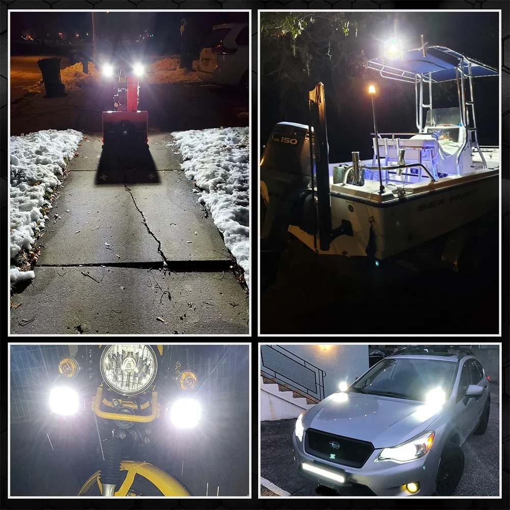 3 Inch Dual Color LED Spotlights Signals 200W Fog Lamp Headlight Accessory for Kawasaki Motorcycle Truck SUV ATV 50000LM 12V 24V