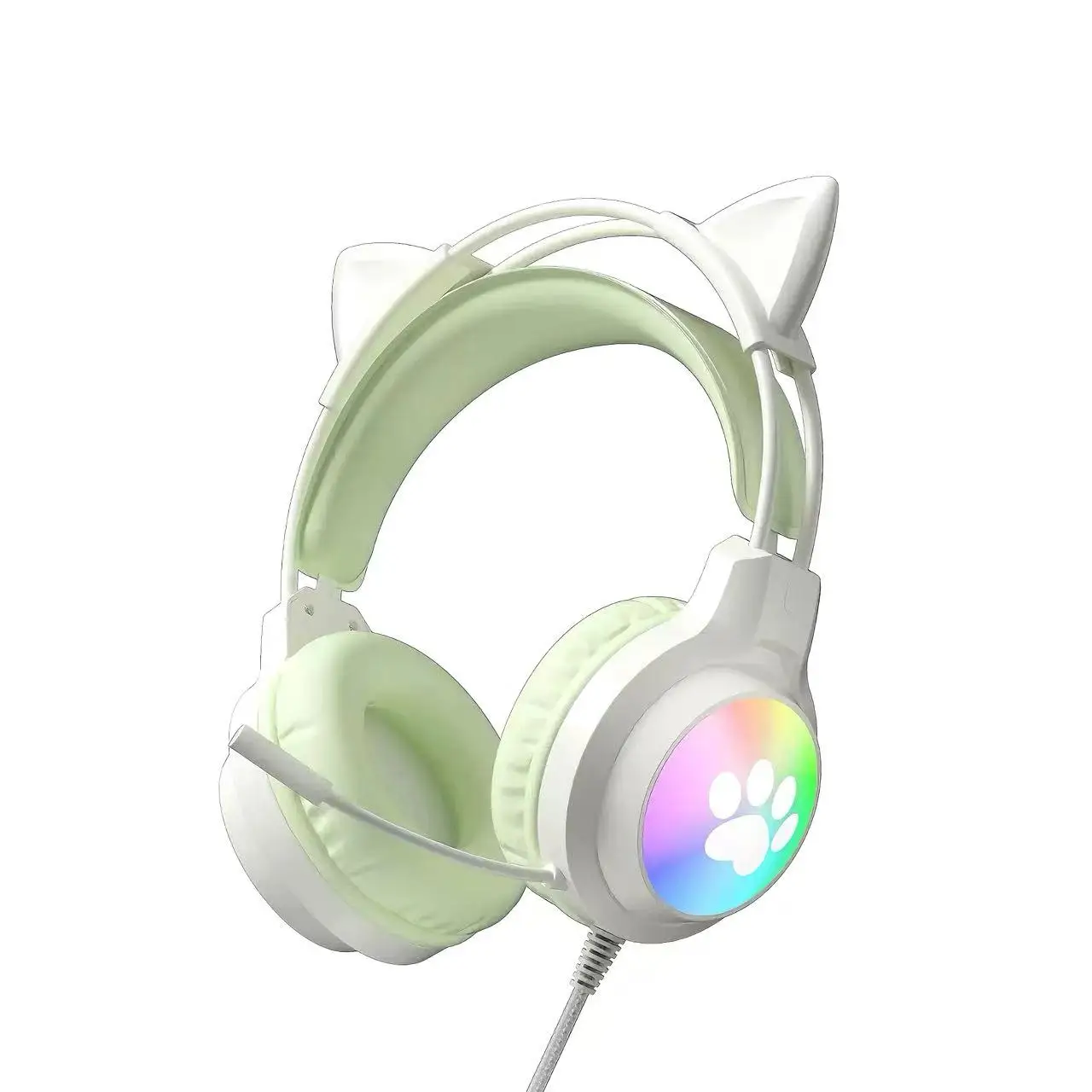 SOYTO Cat Ear Gaming Headset voor Livestream RGB Verlichting Bedrade Over-Ear Hoofdtelefoon Schattig Hoge Esthetiek Geluidsdempend Diepe Bas - afbeelding 2