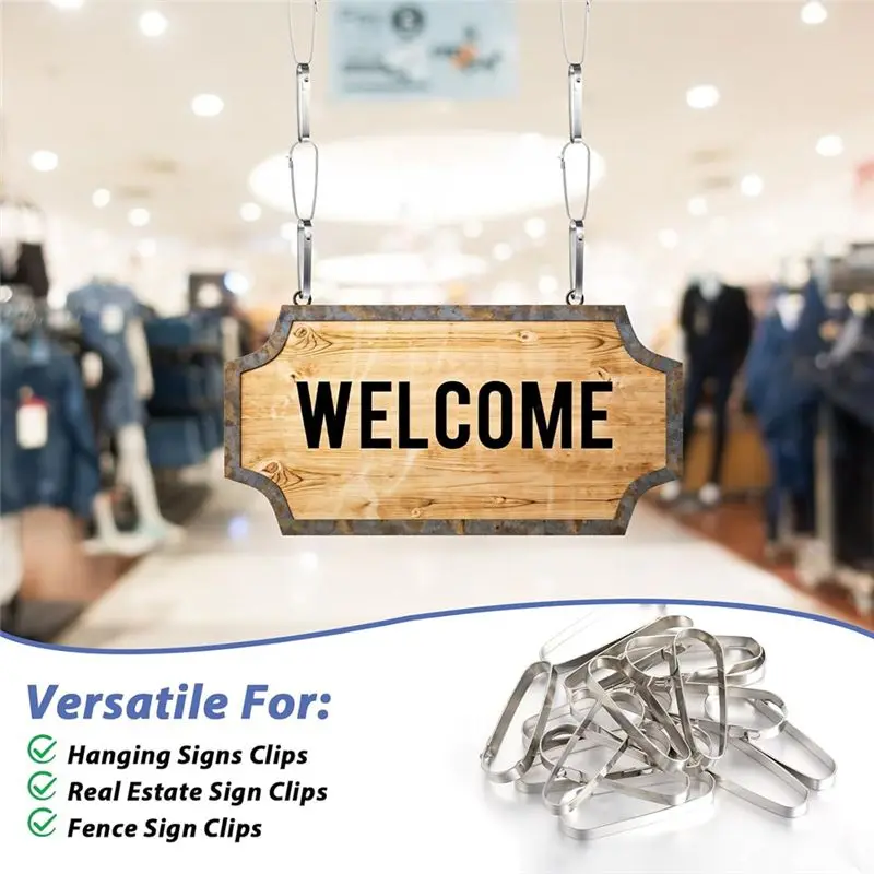 AEE6-16 Pcs Real Estate Sign Clips For Sign Rider Clips Hanging Signs Stainless Steel Rider Clips Sign Clips Real Estate Clip