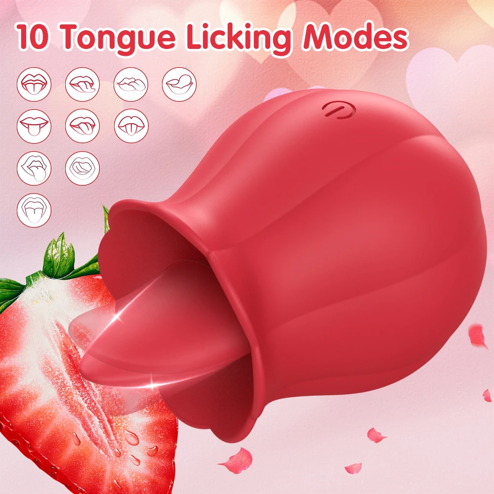 Rose Licking Dildo Vibrator Nipple Clitoral Stimulator Vibrating Egg Tongue Lick Clitoris Sucker Sex Toy Adult Toys for Women