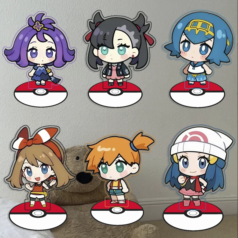 Soportes de Acrílico Reciclado para Pokémon Acerola, Marnie, Lana, Misty, Dawn, Decoración de Escritorio, Creatividad Decorativa, Regalo Bonito de 15 cm