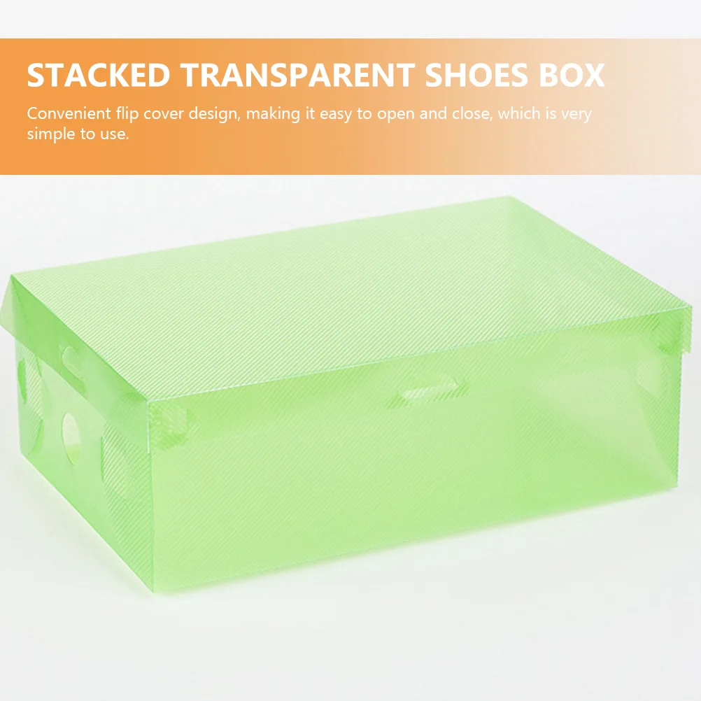 

7pcs Shoe 27.5x18x9.5cm Foldable Transparent PP Material Stacked Organizer Container Closet Yellow Green Blue Purple White Pink