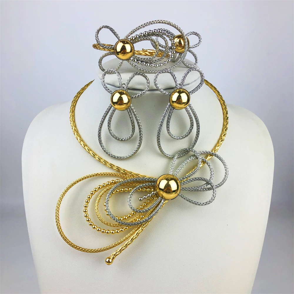 

ESALE luxury jewelry woman high quality Wedding Bridesmaid Jewelry Sets Necklace Earring Bracelet Ring Party Sets