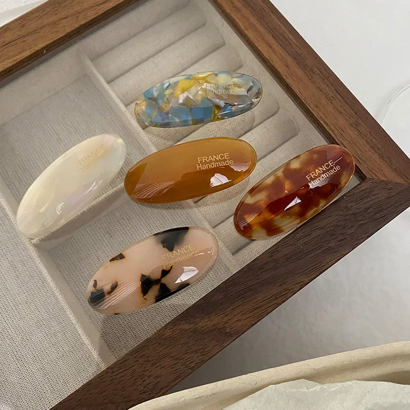 

1pc French Retro Oval Small Duckbill Clip Elegant Side Bangs Baby Hair Grip for Women Daily Outing Non Slip Hairpin