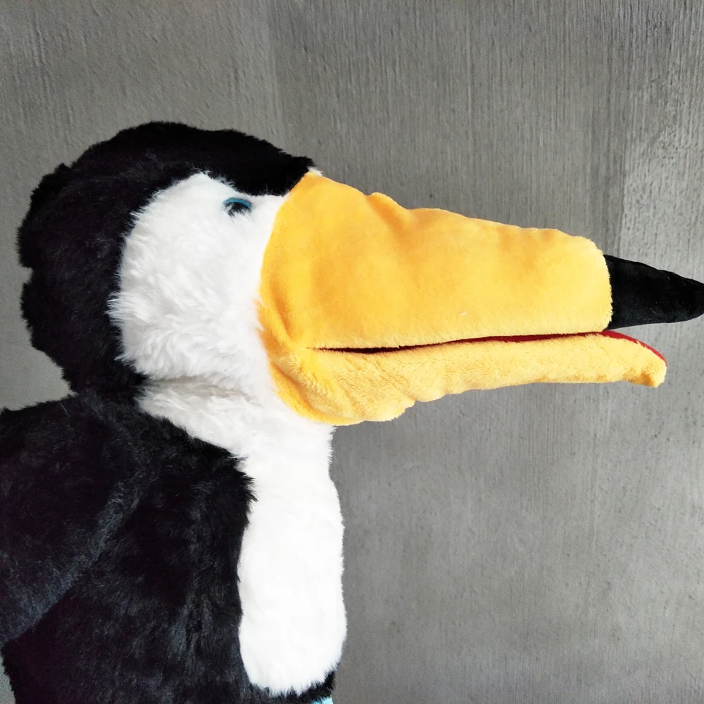 Marioneta de mano de peluche, lindo pájaro tucán, animales, boca abierta, regalo suave relleno
