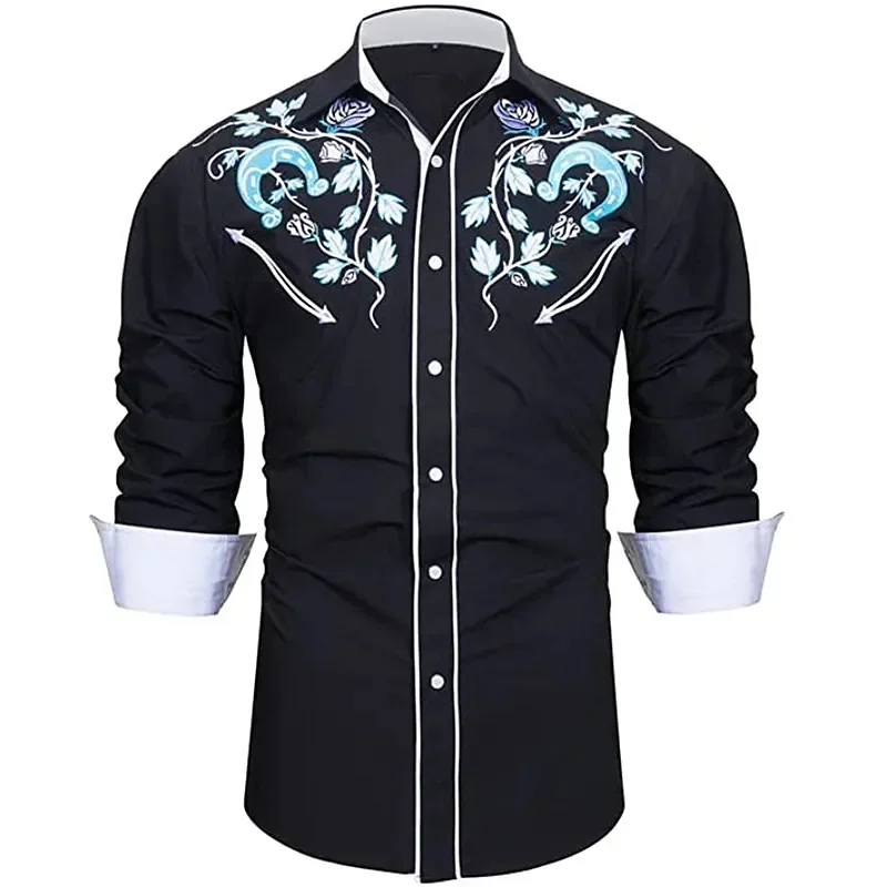 2023 New Fashion Tribal Casual Retro Men's Top Lapel Long Sleeve Spring Summer High Quality Fabric Soft Comfortable Plus Size