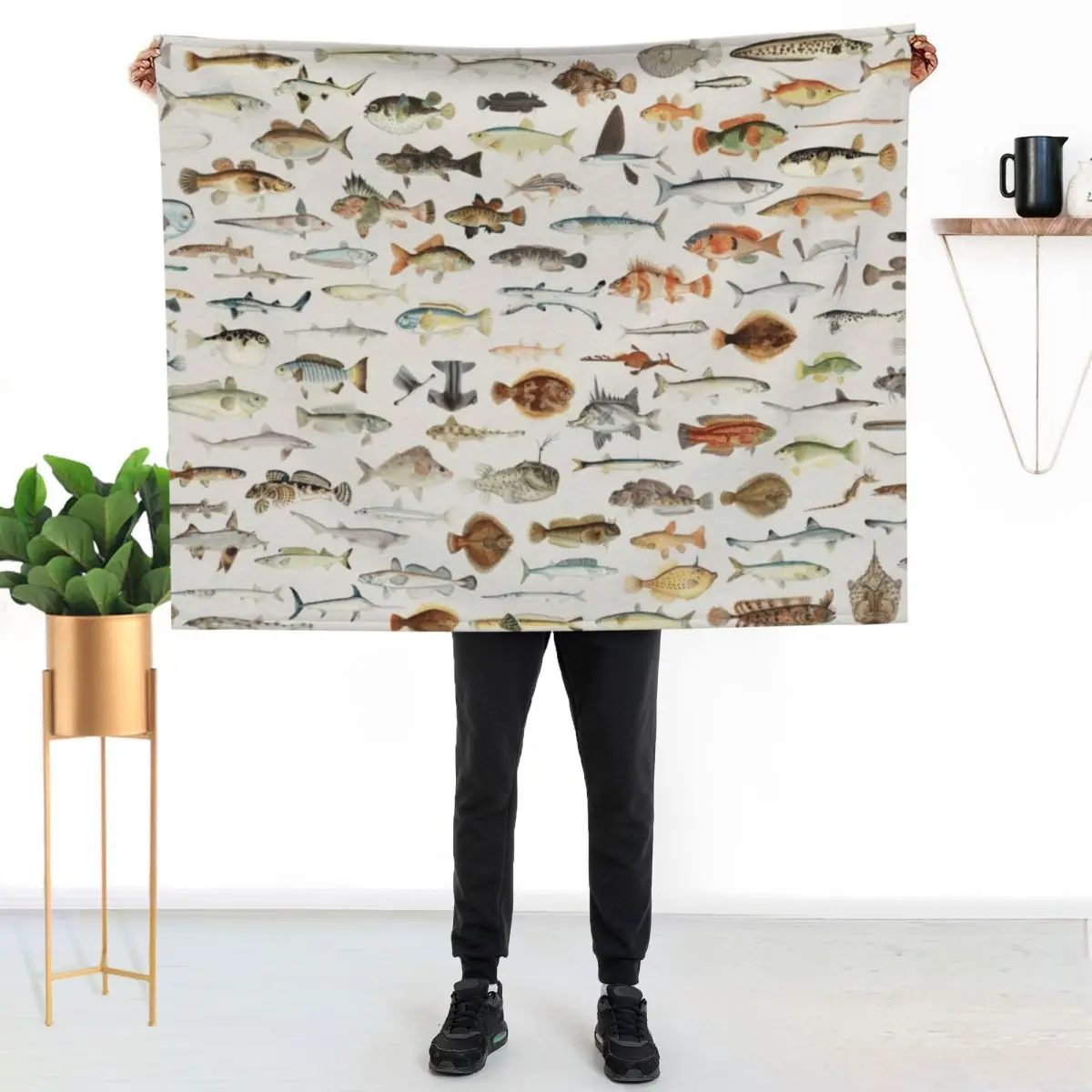 

Fish Chart Throw Blanket Wrinkle Resistant Lightweight Blanket