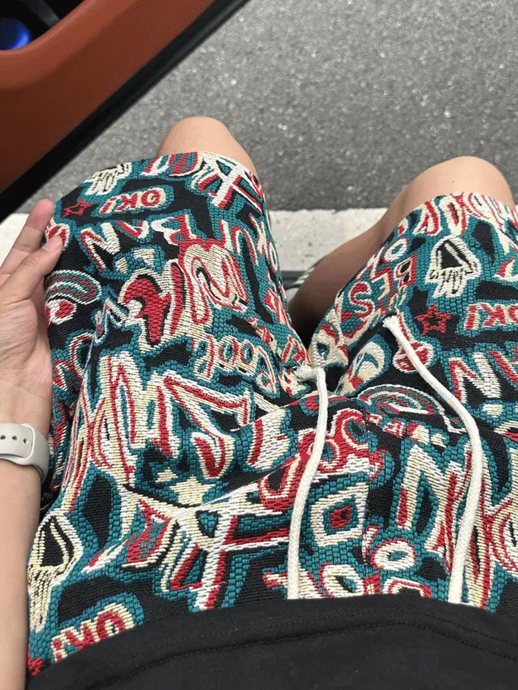 

Гавайские этнические мужские рта, летние спортивные свободные повседневные пляжные брюки с вышивкой, дышащие прямые брюки