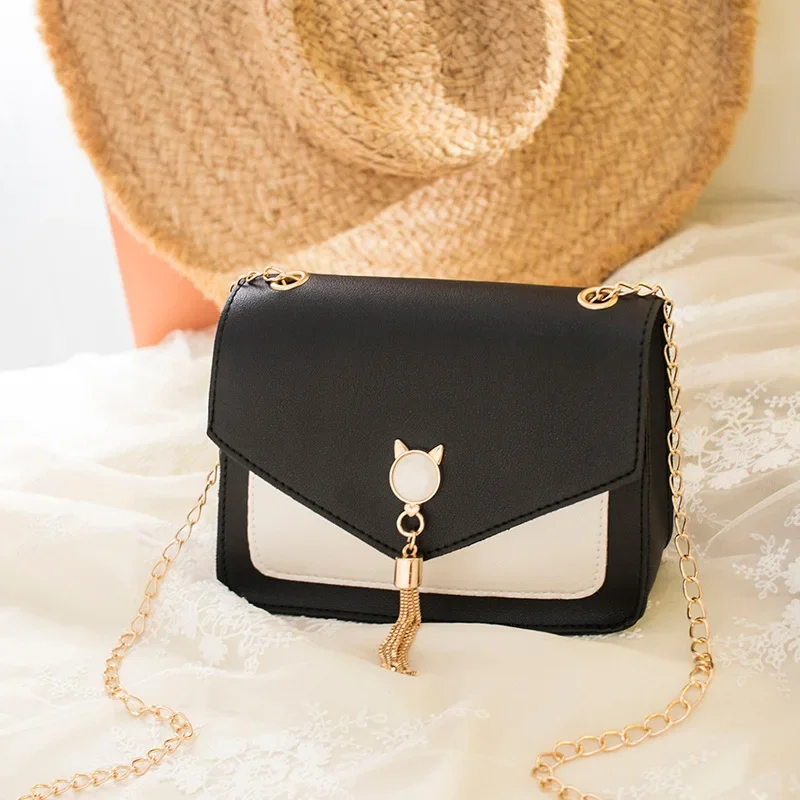 Bags for Women Luxury Designer Cover Tassel Chain Shoulder Small Square Bag Messenger Crossbody Bag Pearl Cat Bolsa Feminina2023