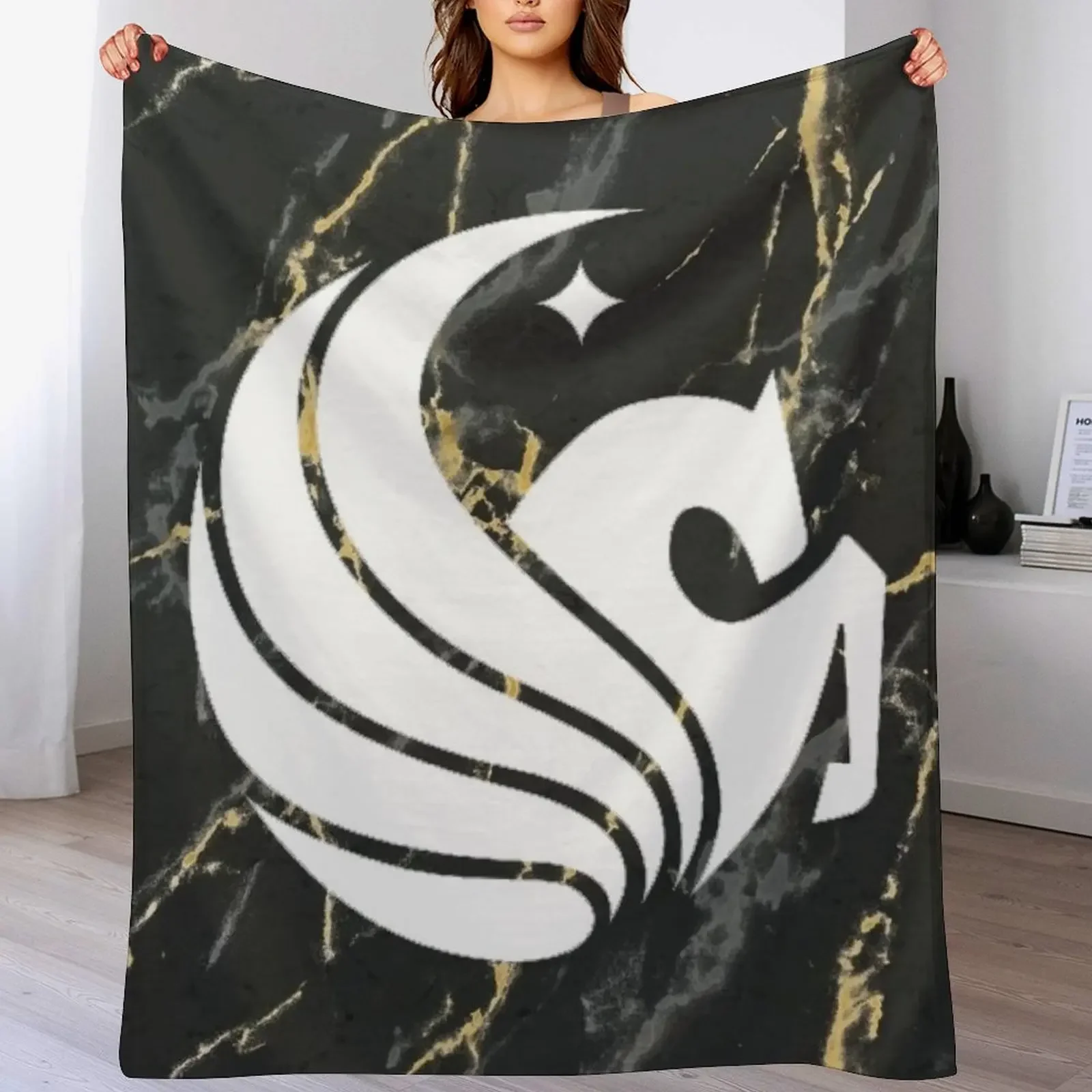 

ucf knights marble Throw Blanket Beautifuls Hairy Flannel Fabric Comforter Blankets