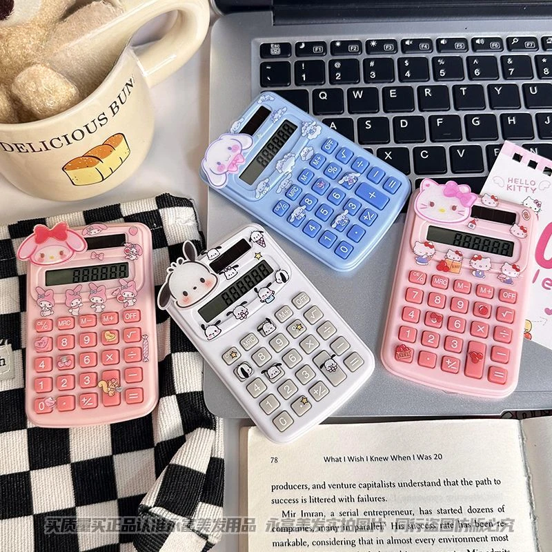 

Anime Hello Kitty Kuromi My melody Cartoon Pocket Calculator Mini Small Cartoon Solar Computer Silent Student Learning Special