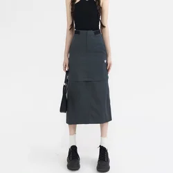 Cargo Long Skirt Women Summer Harajuku Grey High Waist Slim Detachable Midi Mini Skirts Y2k Korean Wrap Hip Female Streetwear