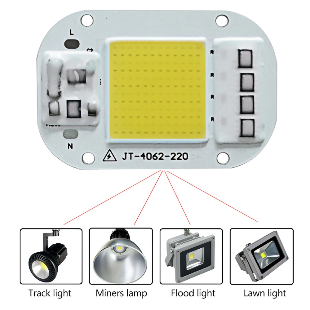 COB LED Lamp Bead Chip Smart IC No Driver Needed AC 110V 220V20W 30W 50W DOB Module for DIY Plant Grow Light Flood Light Bulb