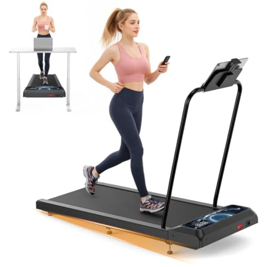 Home use compact treadmill with 0-8 incline steel frame black finish space-saving design and APP sync