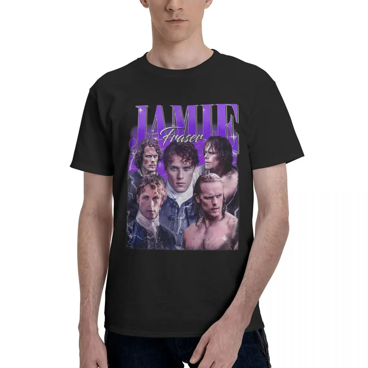 Men Jamie Fraser Outlander Trending T Shirt Vintage Cotton Crewneck Men T Shirt