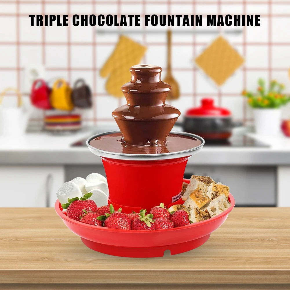 

3 Layer Chocolate Melting Machine DIY Handmade Electric Chocolate Fondue Fountain with Fruits/Nuts/Treats Serving Tray 35W