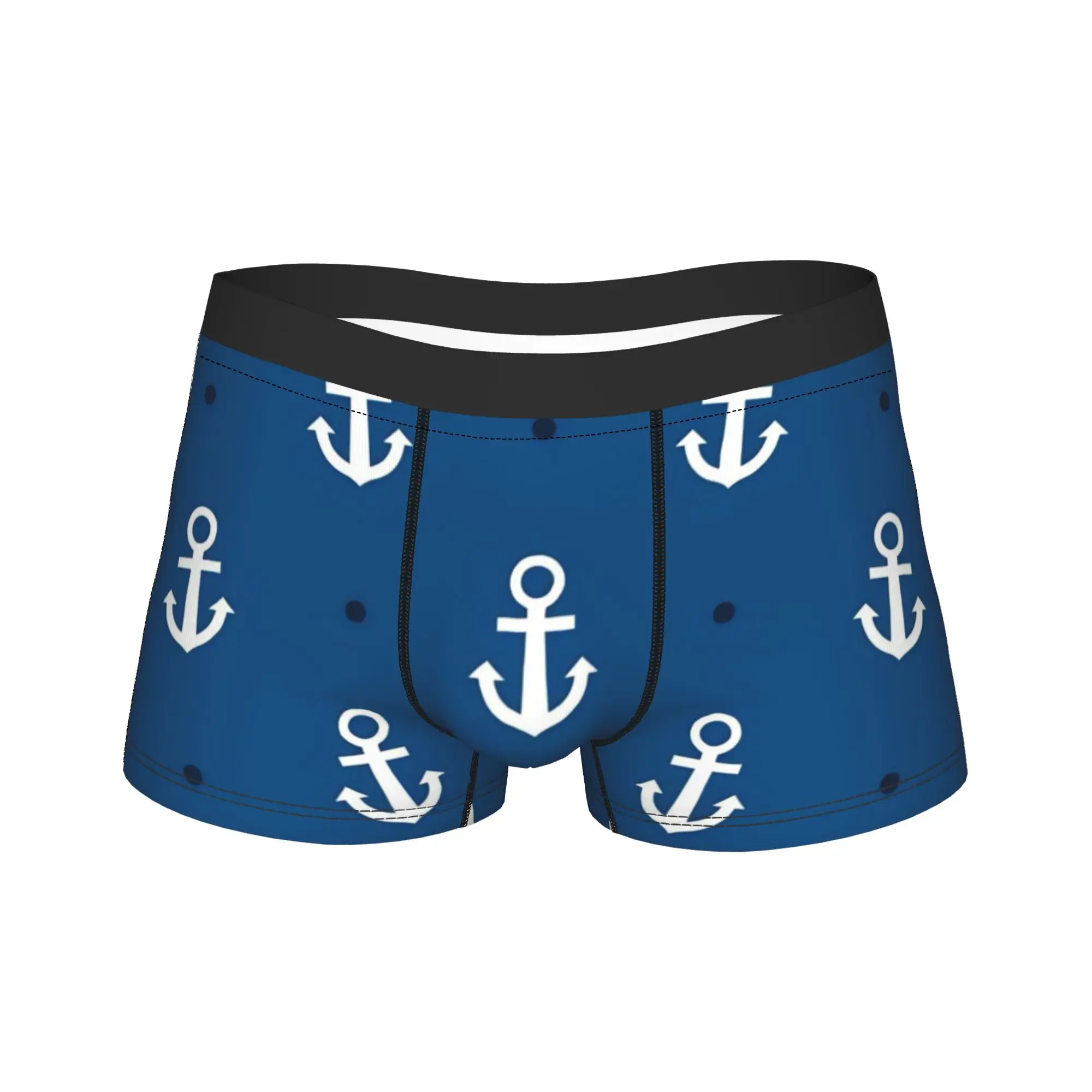 Nautical Anchor Boat Underwear  Soft Trend Panties Pattern Shorts Briefs For Men 3D Pouch Large Size Trunk