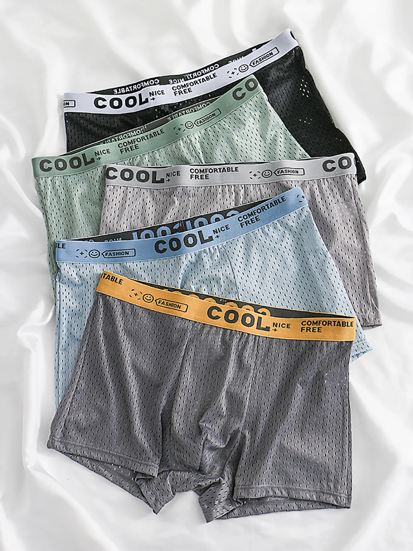 

【 5-color Combination 】 Men's mesh Breathable Boxer shorts' COOL 'Waist-elastic comfortable four-corner underwear