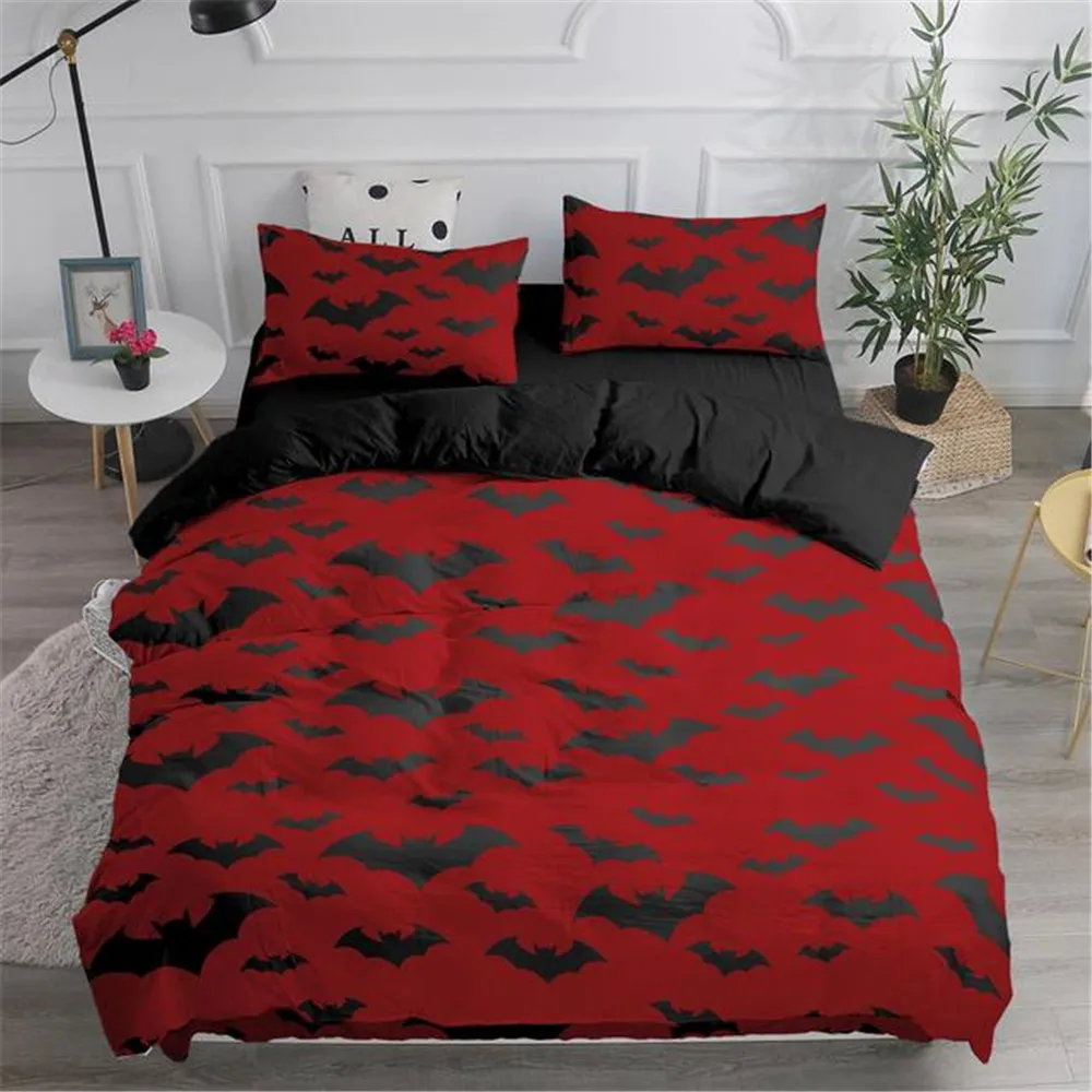 Imagem -04 - Halloween Vampiro Voador Bedding Conjunto Morcegos Capa de Edredão Bruxaria Magia Consolador Capa Única Dupla King Polyester Quilt Cover