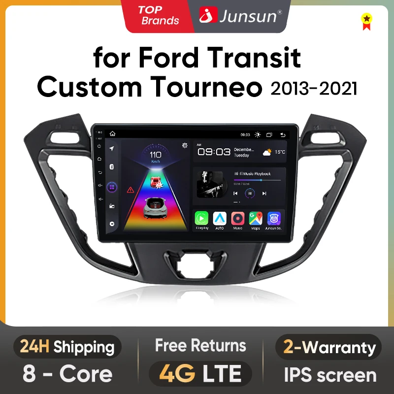 Junsun CarPlay Android Auto Car Intelligent Systems For Ford Transit Custom Tourneo 2013-2021 GPS Car radio