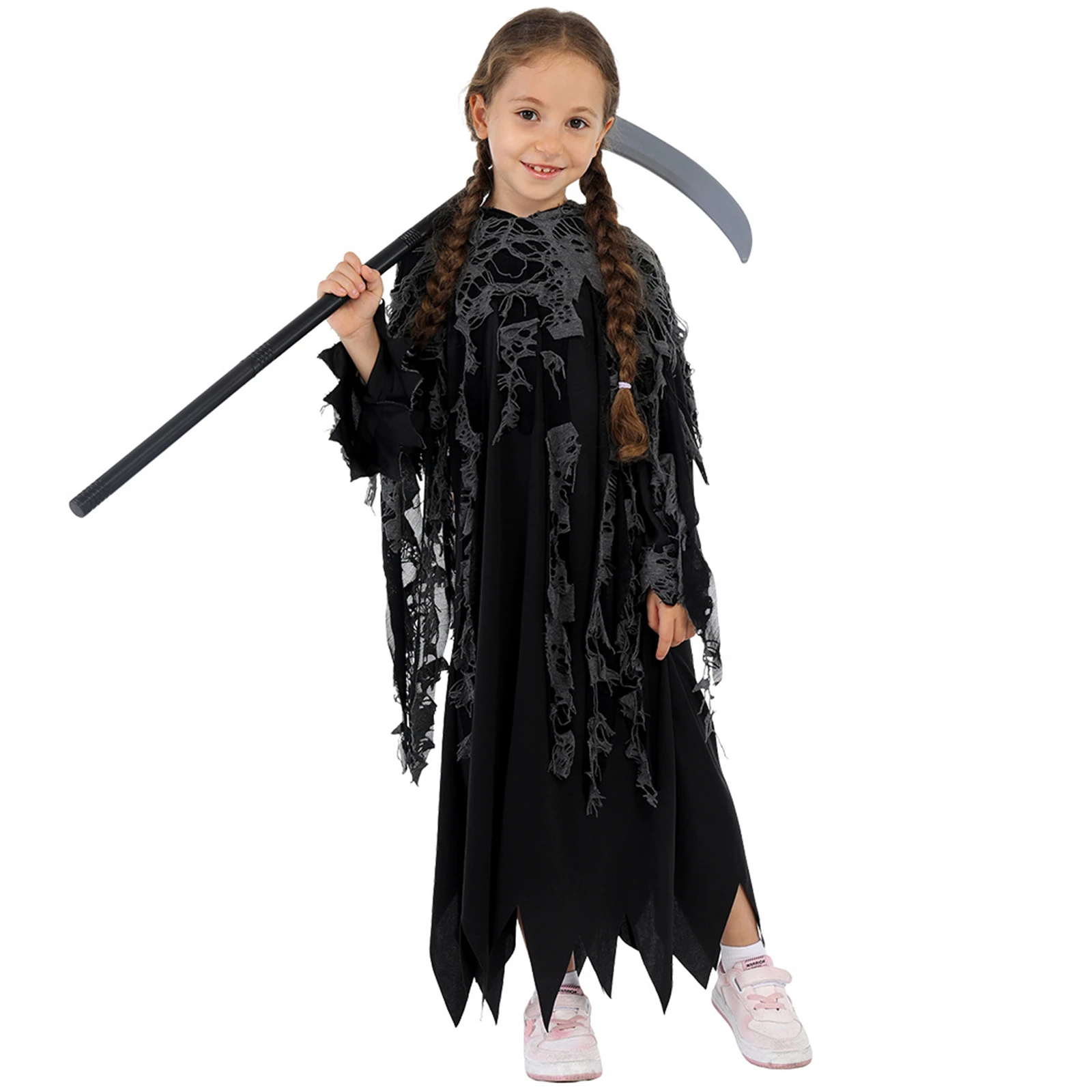 Grim Reaper Cosplay Kostuum Grim Reaper Zwarte Mantel Sikkel Prop Halloween Kostuum Carnaval Feest Vakantiegeschenken