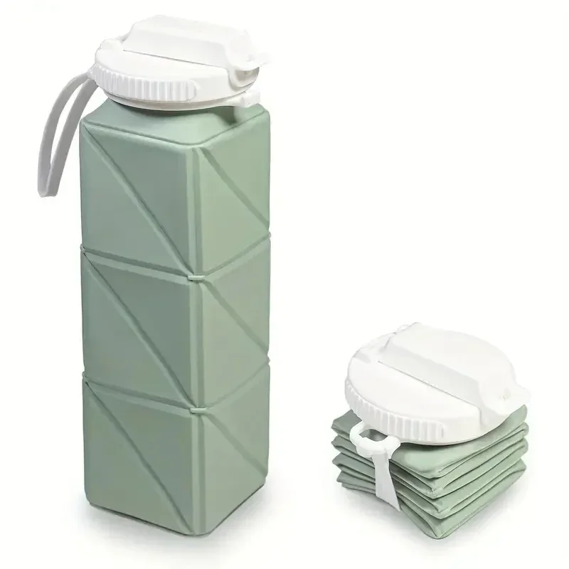 Square Silicone Folding Mug Portable Food Grade Sports Water Bottle Retractable Travel Fitness Outdoor Mugs Waterbottle