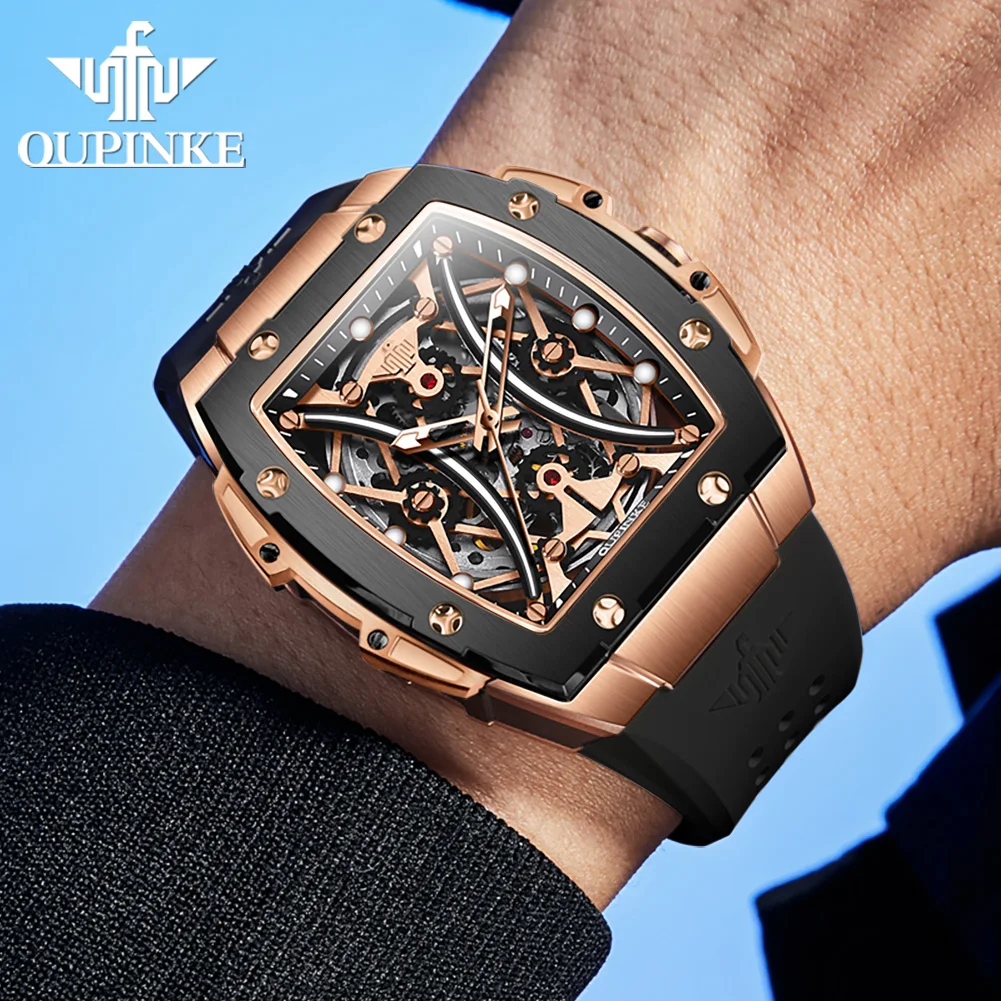 Men's Luxury Automatic Mechanical Watch, Silicone Strap