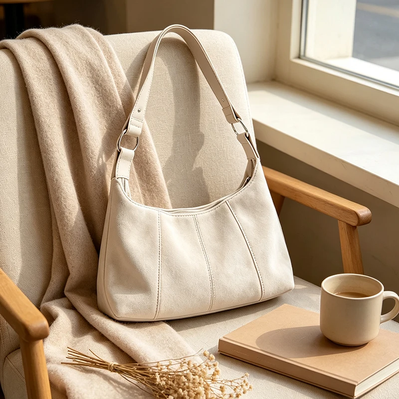 Deer Spots Schultertasche aus Kunstwildleder, Vintage-Handtasche für Damen, ideal für den Alltag im Herbst und Winter, große Kapazität, weich, lässig, mit Reißverschluss. – Detail 13