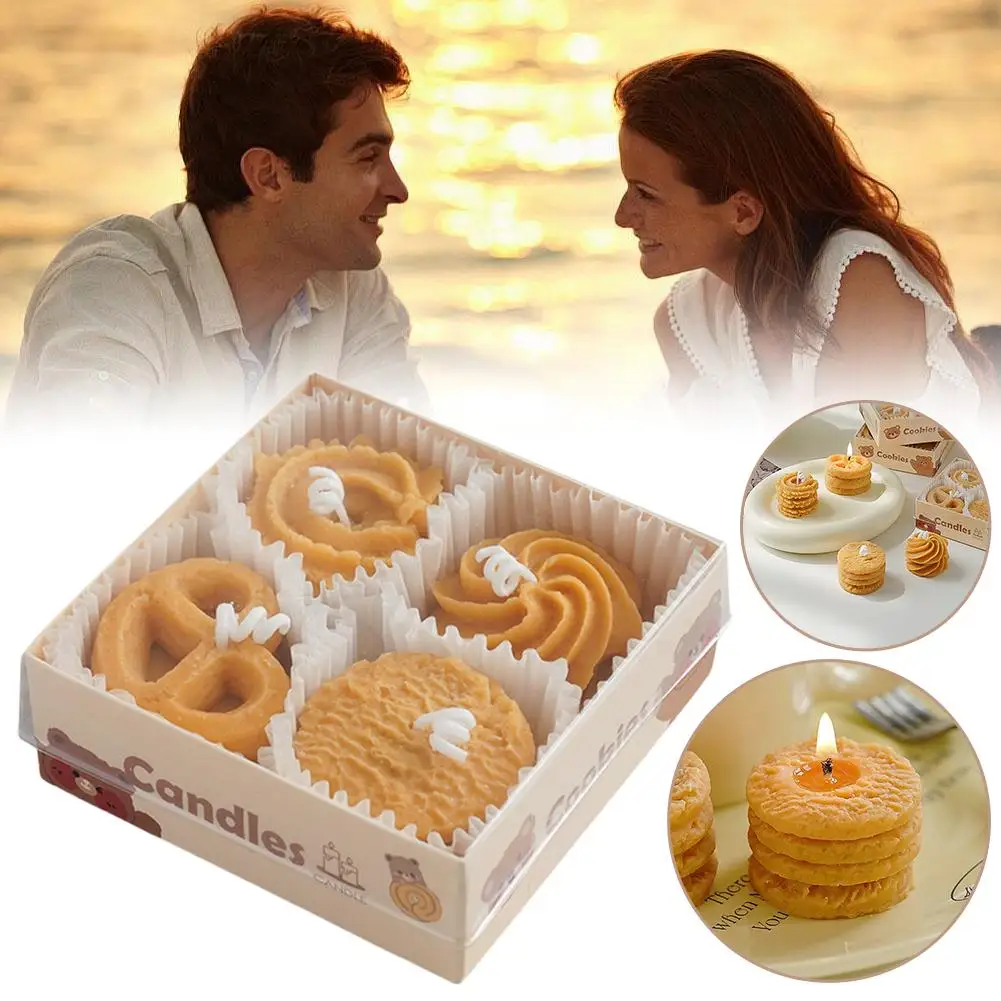 Biscuit candles, cookie scented candles gift box gift creative candles ins set gift modeling wax, holiday decoration