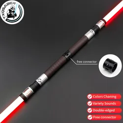 Txqsaber neo pixel lichtschaber doppel klinge spinn schwert rgb mit abnehmbarer klinge metall griff blaster cosplay jedi kinderspiel zeug