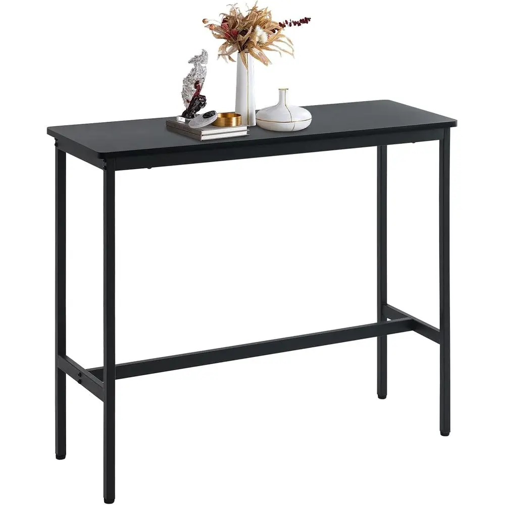 Adjustable Height Bar Table, Pub Table with Floor Protector, Narrow Rectangular Kitchen Counter Dining Tables, Sofa High Top Tab
