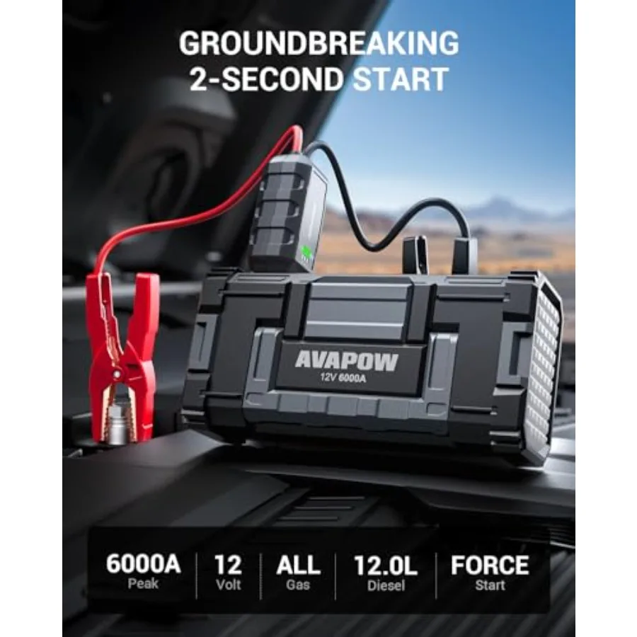 6000A بطارية السيارة الانتقال كاتب ومنفاخ لإطارات السيارة ضاغط هواء محمول 150PSI مع محول لطاقة احتياطية لمركبة الطوارئ