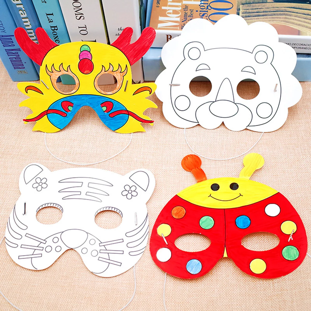 

15 Pcs Hand Painted Mask Kids Sheep Masks Ladybug Toys Blank Craft Paper Graffiti Face