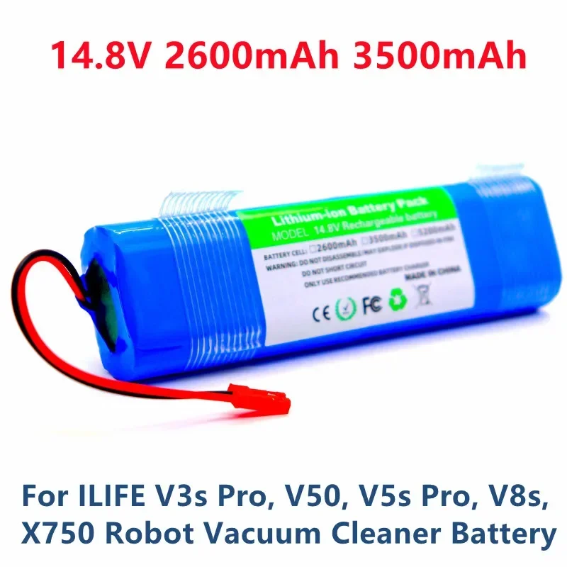 

14.8V 2600mAh Rechargeable Battery for ILIFE V3s Pro, V50, V5s Pro, V8s, X750, For ZACO V3, V40, V5s Pro, V5x Robot Battery